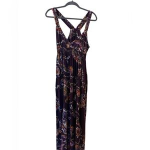 Express Women’s Purple Floral Boho Festival Beach Maxi Dress Stretch Size Small